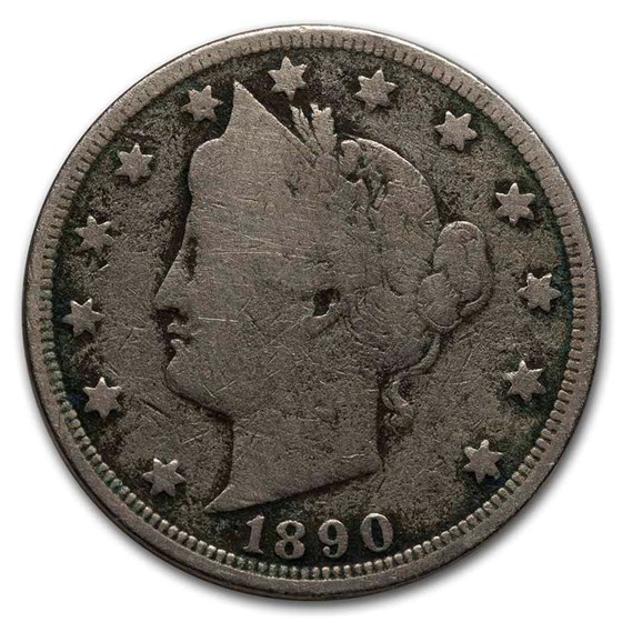 1890 Liberty Head V Nickel Good 1890 Liberty Head V Nickel Good